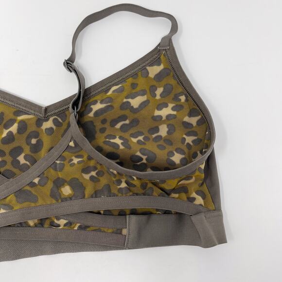 Aerie Offline Large Green Stretch Medium Support Sports Bra Leopard Keyhole Back - Picture 5 of 9